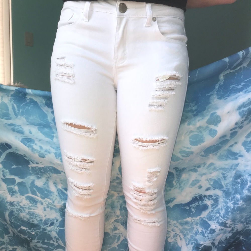 White ripped jeans